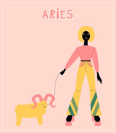 Illustration with Aries - astrological zodiac sign. Abstract print with The Ram.のイラスト素材