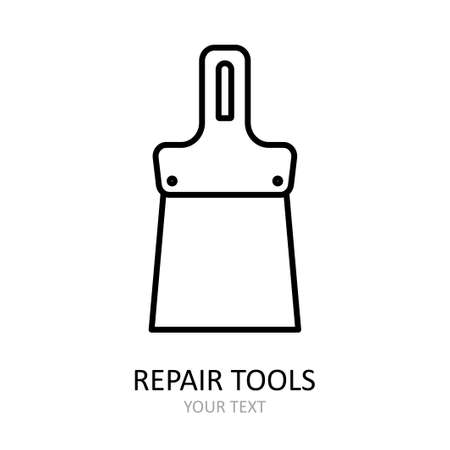 Vector icon with repair tool - putty knife. Outline black graphic.のイラスト素材