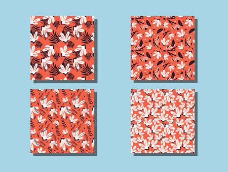 Seamless pattern with abstract flowers. Set with vector prints.のイラスト素材