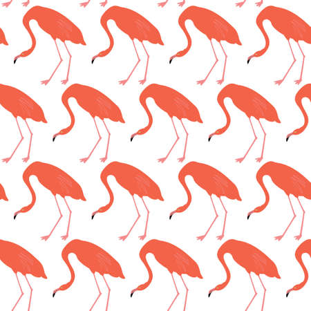 Seamless pattern with red flamingo. Animal print.のイラスト素材