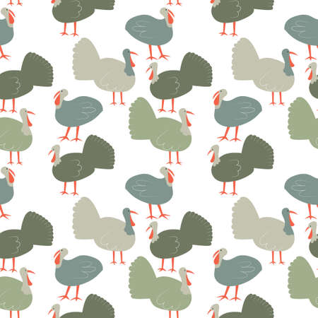 Seamless pattern with turkey. Cute cartoon characters.のイラスト素材