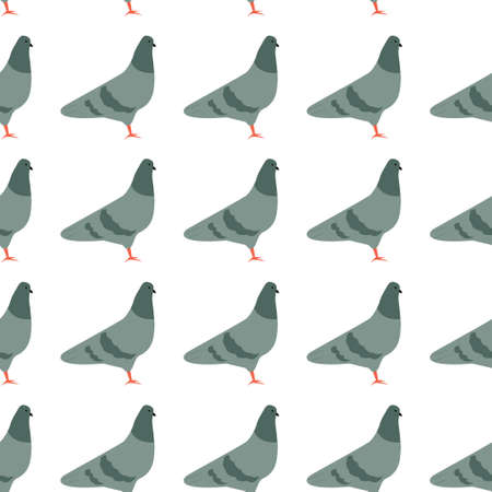 Seamless pattern with cute cartoon pigeions.のイラスト素材
