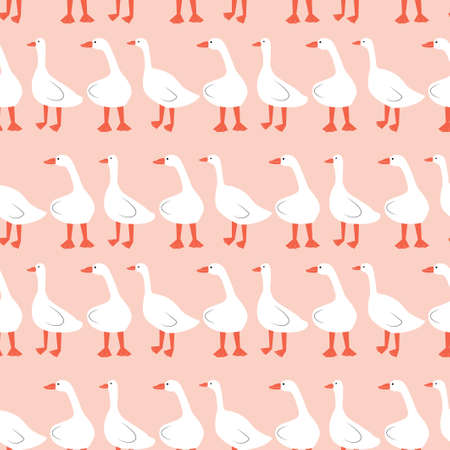 Seamless pattern with geese. Cute cartoon characters. Animal printのイラスト素材
