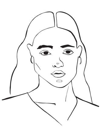 Fashion illustration of woman. Black and white graphic.のイラスト素材