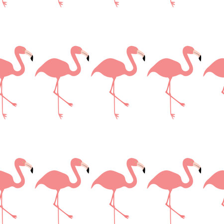 Seamless pattern with red flamingo. Animal print.のイラスト素材