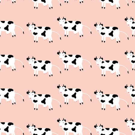 Seamless pattern with cow. Graphic print with animal.のイラスト素材