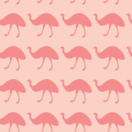 Seamless attern with silhouette of australian bird - ostrich Emu. Animal printのイラスト素材