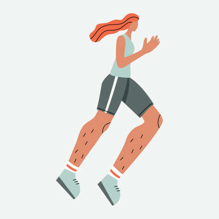 Illustration with running woman. Person doing sport. Cartoon character.のイラスト素材