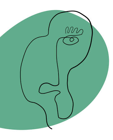 Print with abstract portrait. Black and white minimalist graphic silhouette. Art of woman face.のイラスト素材