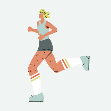 Illustration with running woman. Person doing sport. Cartoon character.のイラスト素材