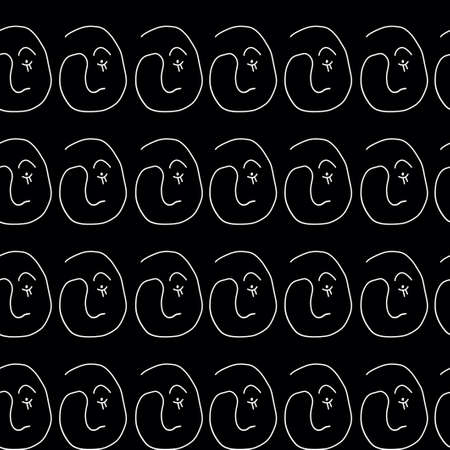 Seamless pattern witn linear art. Continuous line. Modern outine design.のイラスト素材