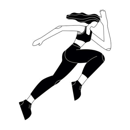 Illustration with running woman. Person doing sport. Cartoon characterのイラスト素材