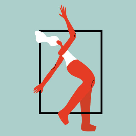 Vector illustration with acrobat woman. Cartoon charcaterのイラスト素材