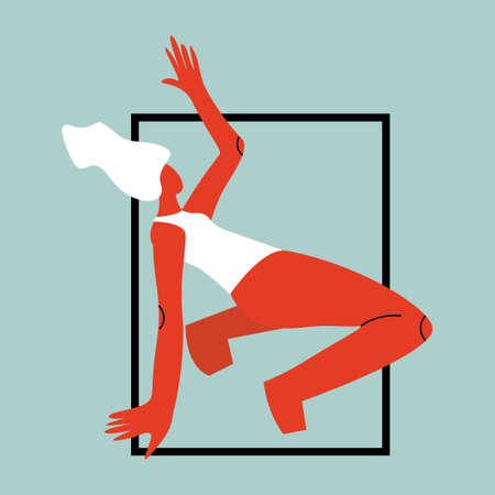 Vector illustration with acrobat woman. Cartoon charcaterのイラスト素材