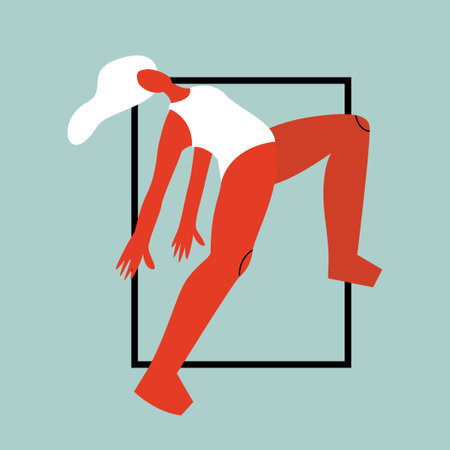 Vector illustration with acrobat woman. Cartoon charcaterのイラスト素材