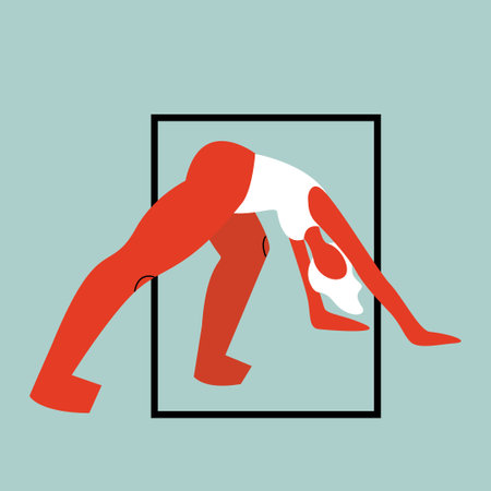 Vector illustration with acrobat woman. Cartoon charcaterのイラスト素材