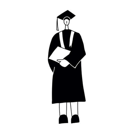 Vector illustration with student woman. Cartoon characterのイラスト素材