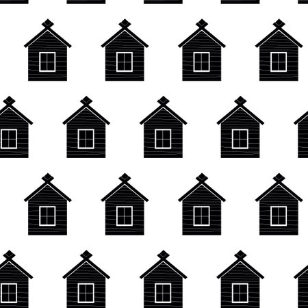 Vector illustration. Seamless pattern with russian hut.のイラスト素材