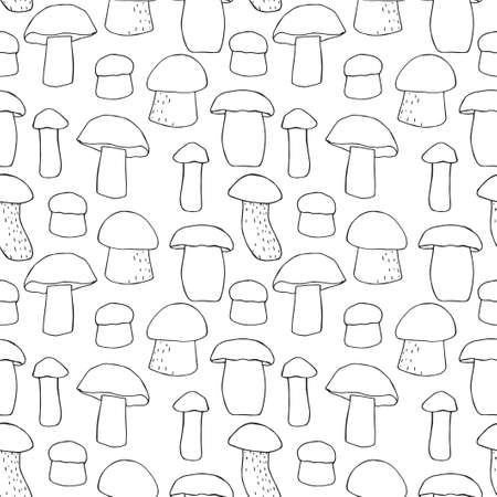 Vector illustration. Doodle drawing of mushrooms.のイラスト素材