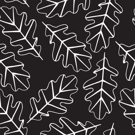Seamless pattern with oak tree leaves. Vector illustration.のイラスト素材