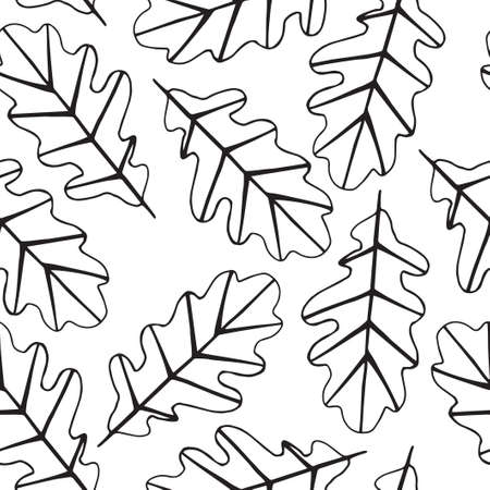 Seamless pattern with oak tree leaves. Vector illustration.のイラスト素材