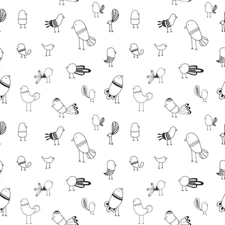 Seamless pattern. Vector illustration with decorative birds. Scandinavian style.のイラスト素材