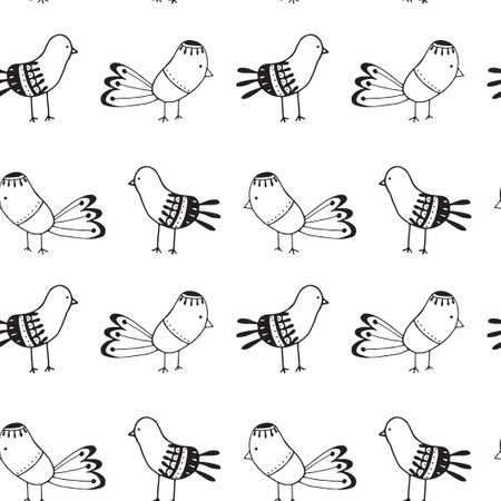 Seamless pattern. Vector illustration with decorative birds. Scandinavian style.のイラスト素材