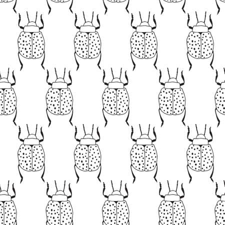 Seamless pattern with beatle. Vector illustration. Drawing of bugs.のイラスト素材