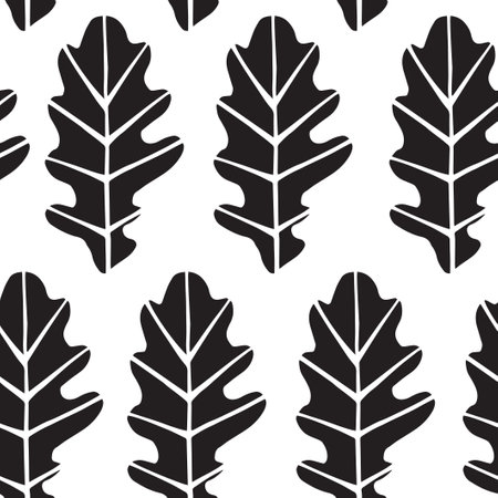 Seamless pattern with oak tree leaves. Vector illustration.のイラスト素材
