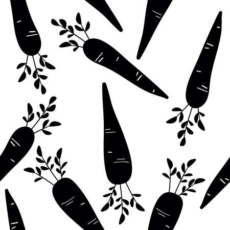 Seamless pattern with carrot. Print with autumn harvest. Art can be used for wallpaper, packing, menu design.のイラスト素材