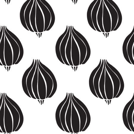 Seamless pattern. Print with graphic onion. Doodle sketchのイラスト素材