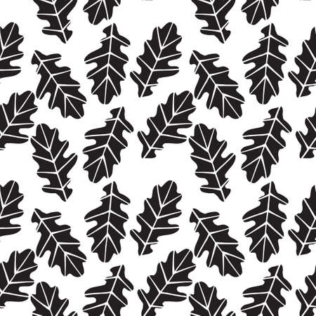 Seamless pattern with oak tree leaves. Vector illustration.のイラスト素材
