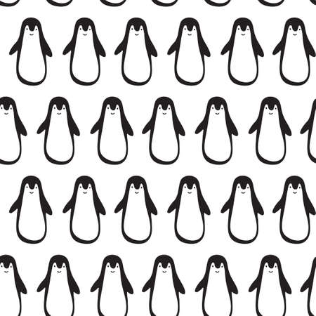 Seamless pattern. Vector illustration with penguin. Scandinavian style. Cute cartoon characterのイラスト素材