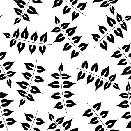 Seamless pattern with graphic leaves. Monochrome print.のイラスト素材