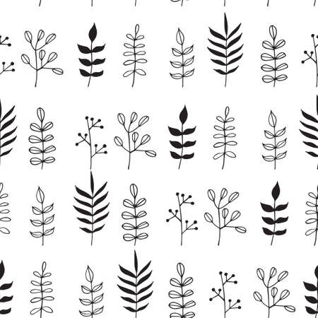 Seamless pattern. Vector illustration with wildflowers. Doodle sketch.のイラスト素材