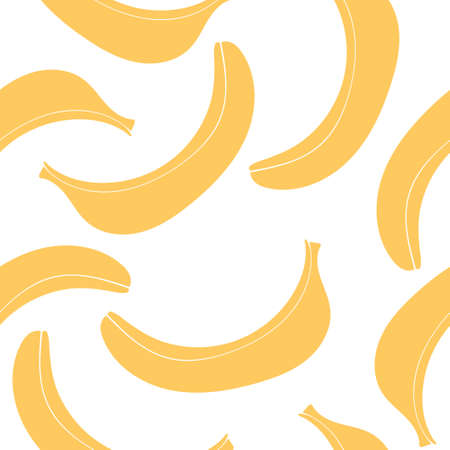 Seamless pattern with bananas. Linear doodle drawing of fruit in minimalism style. Modern summer print. Yellow fruitのイラスト素材