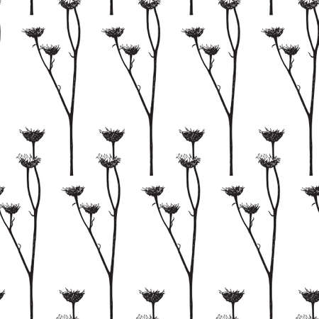 Seamless pattern. Vector illustration with wildflower. Doodle sketch.のイラスト素材