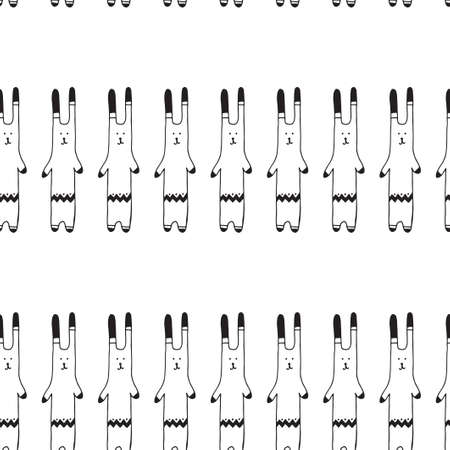 Vector illustration. Seamless pattern with decorative rabbits. Cartoon character. Scandinavian style.のイラスト素材