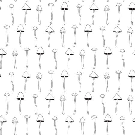 Seamless pattern. Vector illustration with mushrooms - toadstools.のイラスト素材