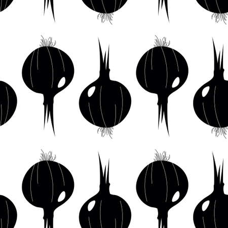Seamless pattern with onion. Summer seasonal food.のイラスト素材