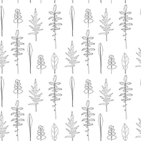 Seamless pattern. Vector illustration with leaves. Doodle sketch.のイラスト素材