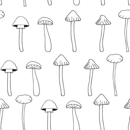 Seamless pattern. Vector illustration with mushrooms - toadstools.のイラスト素材