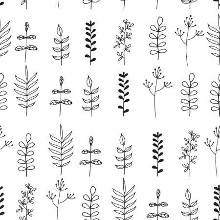 Seamless pattern. Vector illustration with wildflowers. Doodle sketch.のイラスト素材