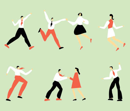 Vector dancing office workers at the corporate party. Art can be used for invitation.の写真素材