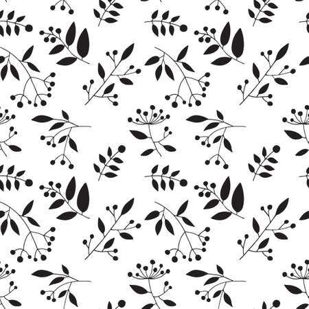 Seamless pattern. Vector illustration of branches with leaves and berries.の写真素材