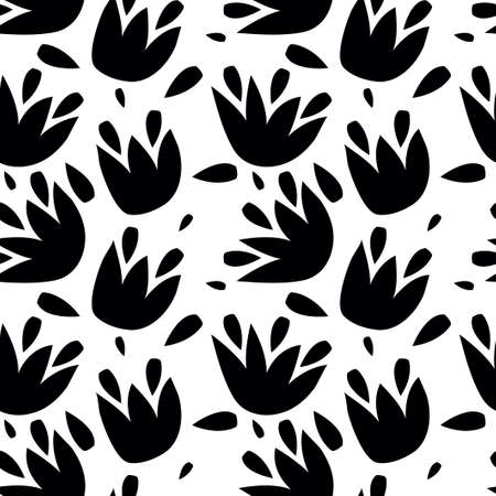 Trendy seamless pattern with graphic abstract geometric shapes - plant leaves. Avant-garde puzzle style. Geometric wallpaper for cover design.の写真素材
