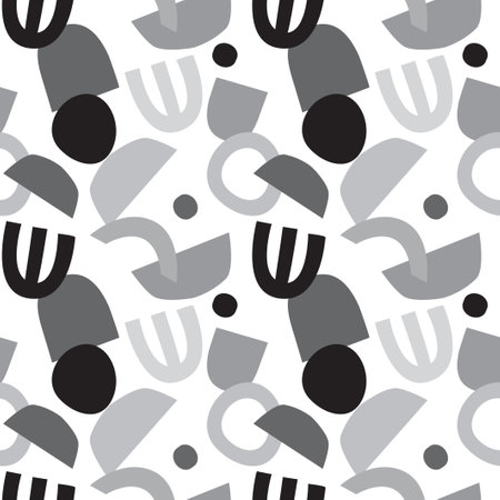 Trendy seamless pattern with graphic abstract geometric shapes.のイラスト素材