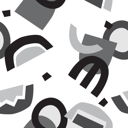 Trendy seamless pattern with graphic abstract geometric shapes.のイラスト素材