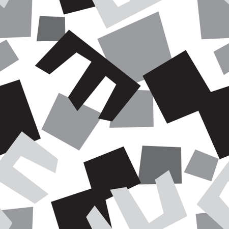 Trendy seamless pattern with graphic abstract geometric shapes. Avant-garde puzzle style. Geometric wallpaper for cover design.のイラスト素材