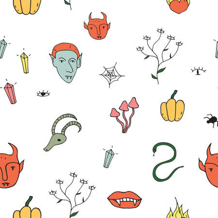 Trendy seamless pattern with graphic abstract geometric shapes. Avant-garde puzzle style. Geometric wallpaper for cover design.のイラスト素材